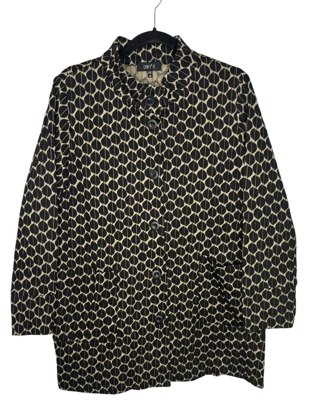 Comfy USA Chris Jacket Textured Knit Button Up Artsy Minimalist Size Medium
